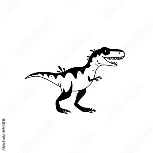 Allosaurus. Allosaurus simple black and white line art vector logo