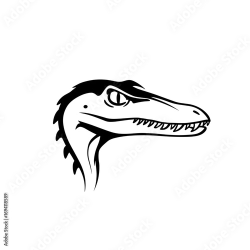 Baryonyx. Baryonyx simple black and white line art vector logo
