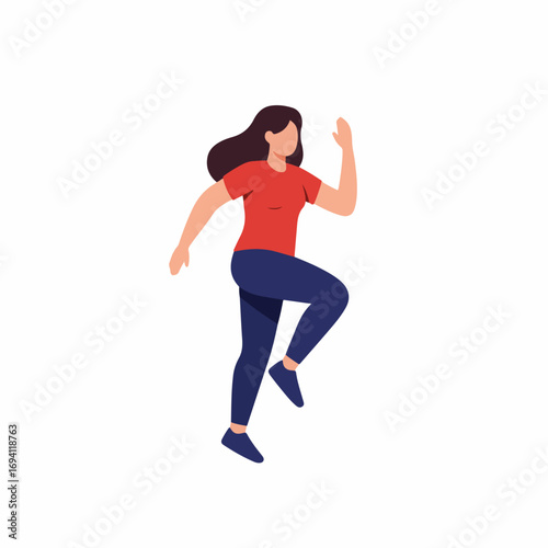 Energetic woman exercising dynamically, promoting health and wellness lifestyle