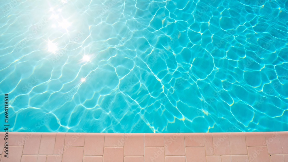Obraz premium Sunlight shimmers on a refreshing blue swimming pool surface