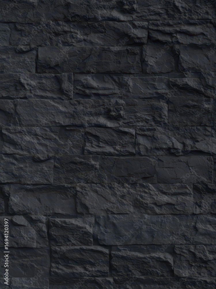 Fototapeta premium Textured black stone wall interior design background modern environment close-up minimalist aesthetic