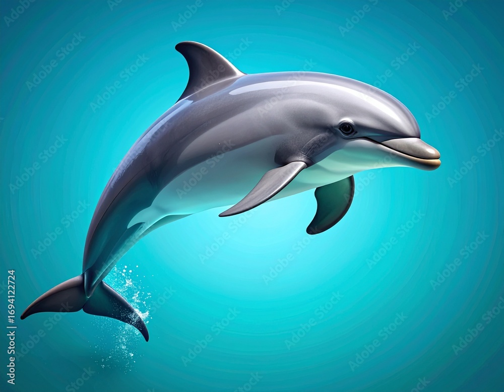 Fototapeta premium Graceful Dolphin Leaping from Blue Ocean Water
