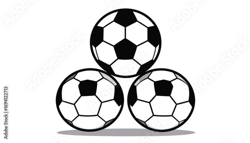 Four soccer balls stacked pyramid design
