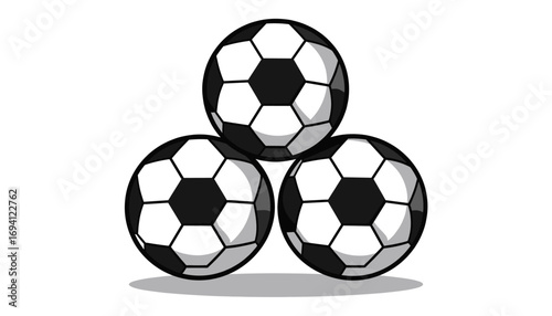 Three soccer balls stacked together illustration