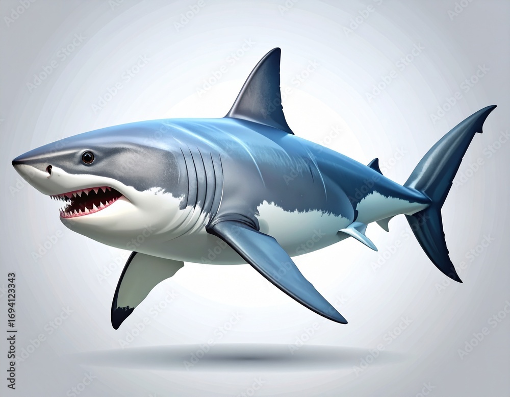 Fototapeta premium Powerful Great White Shark Ocean Predator Illustration