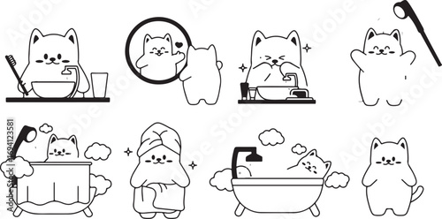 Cute Cat Doodle Vector Icons – Cartoon, Animal, Funny, Kawaii, Pet, Playful, Sketch, Creative, Hand Drawn, Outline, Decorative, Fun, Character, Minimal, Illustration