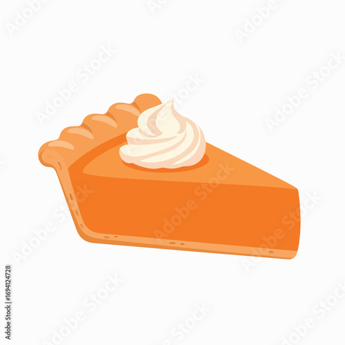 Delicious Slice of Autumn Pumpkin Pie Topped with Whipped Cream