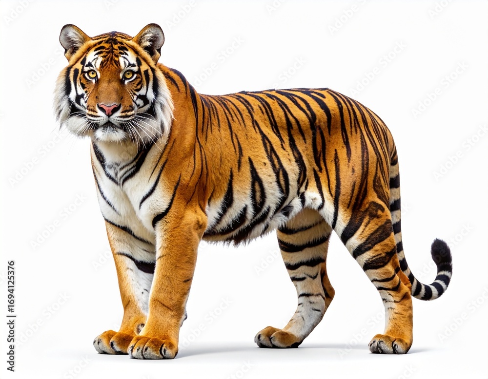 Obraz premium Majestic Tiger Isolated on White Background