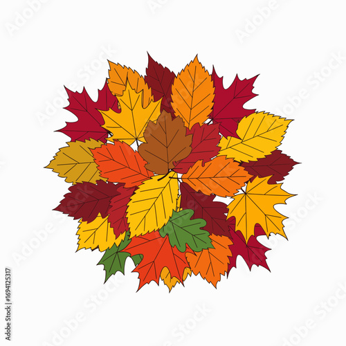 Vibrant Assortment of Autumn Leaves Forming a Circular Pattern