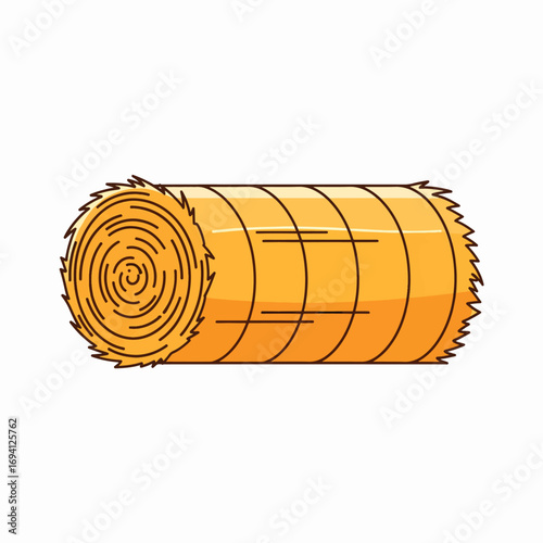 Rolled Hay Bale Illustration for Farming and Agricultural Themes