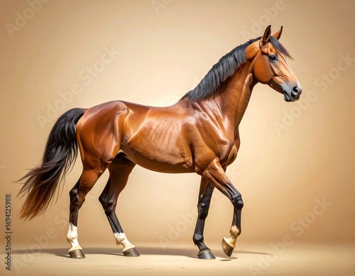 Majestic Bay Horse Posing Gracefully Studio Portrait
