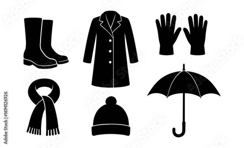 Essential winter wardrobe: stylish silhouette icons of cold-weather accessories