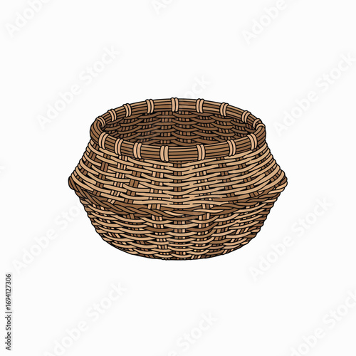 Handwoven Rustic Wicker Basket for Storage and Decoration