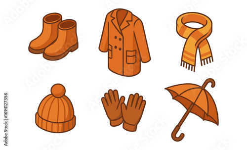 Cozy autumn fashion essentials: isometric style clothing and accessories for fall