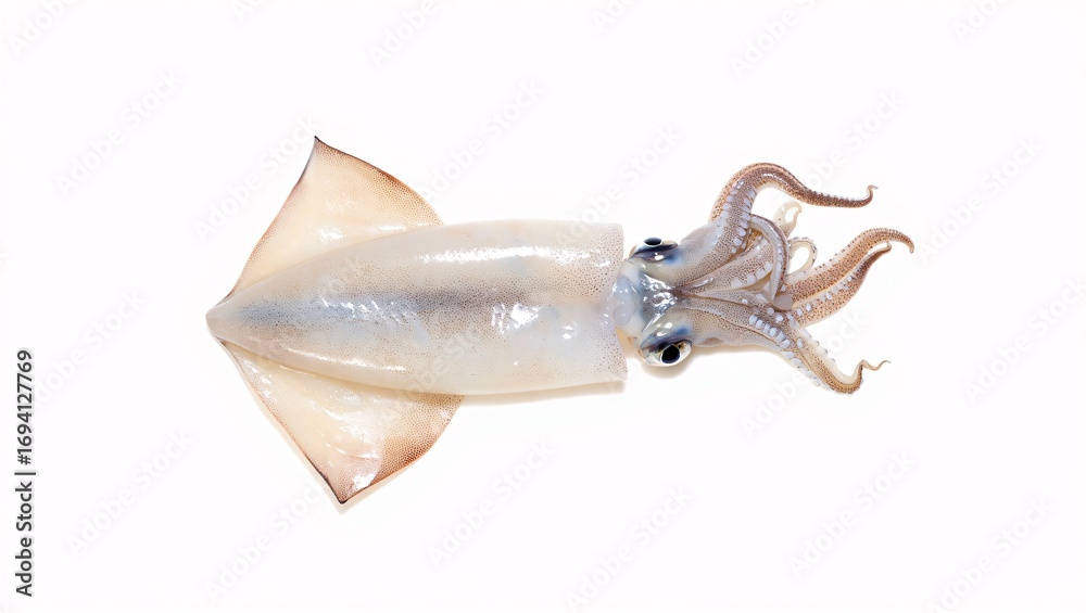 Naklejka premium Fresh whole squid isolated on white background