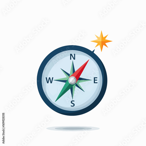 A Classic Compass Shows The Cardinal Directions For Navigational Guidance