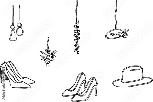 Minimalist line art collection of jewelry and fashion accessories for modern aesthetic designs