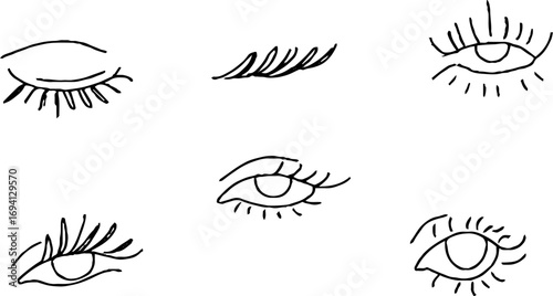 Minimalist line art collection of open and closed eyes for design and decoration