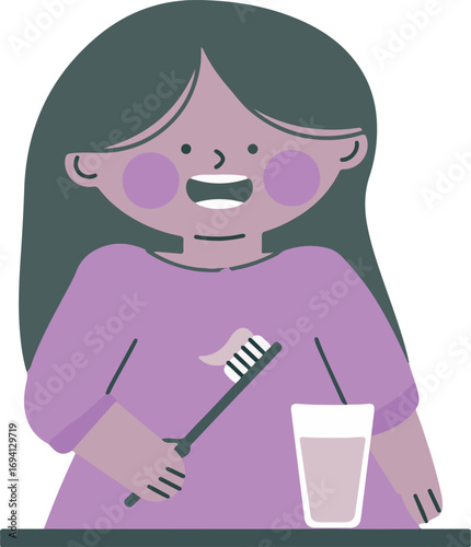 cartoon girl brushing teeth, dental hygiene doodle, cute girl with toothbrush, oral care cartoon, child brushing teeth illustration, dental care sketch, kid brushing teeth art, cartoon character brush