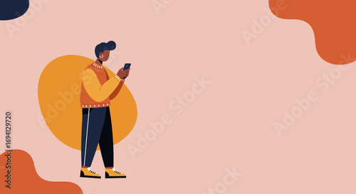 Young person using a smartphone, symbolizing modern communication, connectivity, and digital lifestyle. Ideal for technology, social media, or lifestyle concepts.