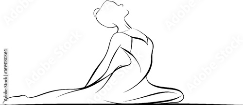 Minimalist line art of graceful female figure in elegant pose