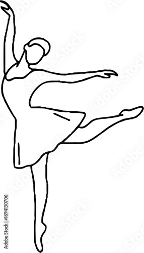 Minimalist line art of a graceful dancing woman in motion