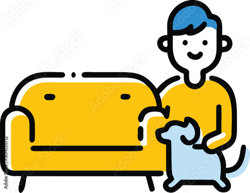 Relaxing at home with a loyal canine companion, cozy and heartwarming