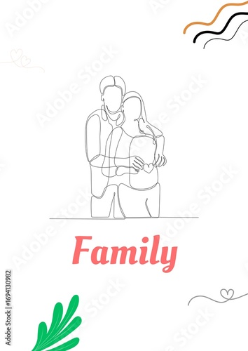 Wallpaper Mural Line art illustration of a loving couple, representing a family unit. Torontodigital.ca