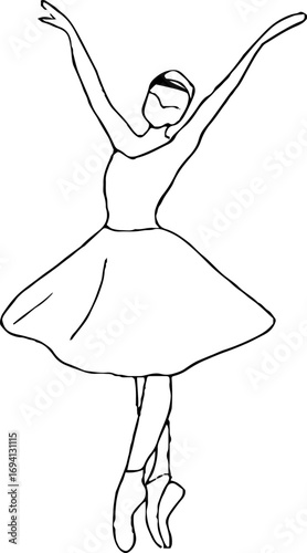 Graceful female dancer in minimalist line art style for elegant design projects
