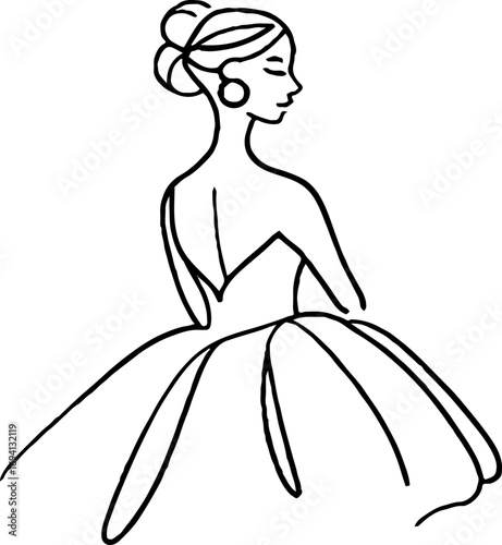 Elegant minimalist line art of ballerina silhouette in dance pose for artistic design