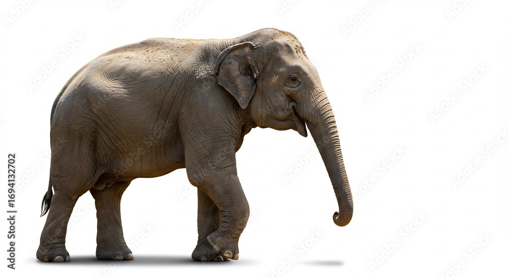 Obraz premium Junger Elefant steht ruhig hell beleuchtet. AI Generated