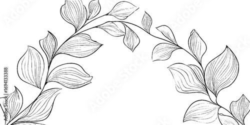 Minimalist botanical line art of elegant leaf design for aesthetic decor and tattoo inspiration