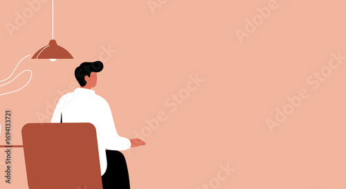 Man working or attending a meeting in a modern, minimalist office or workspace. Ideal for business, productivity, or freelance concepts.