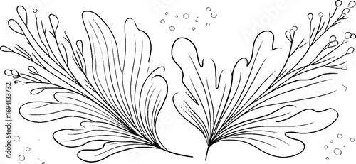 Minimalist line art of elegant leaves with delicate branches for artistic design