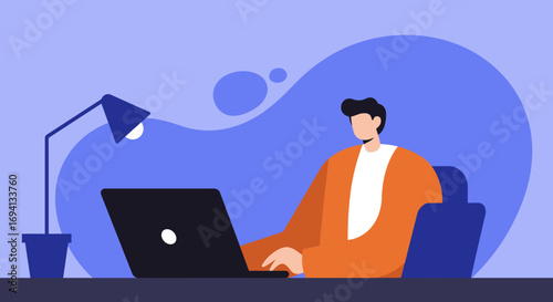 Person working remotely on laptop at desk, showcasing digital productivity, online learning, or modern business communication. Ideal for technology and lifestyle content.