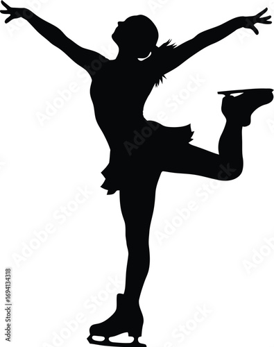 Silhouette of figure skater, gracefully performing a spin, capturing elegance, athleticism, and artistry of ice skating sport