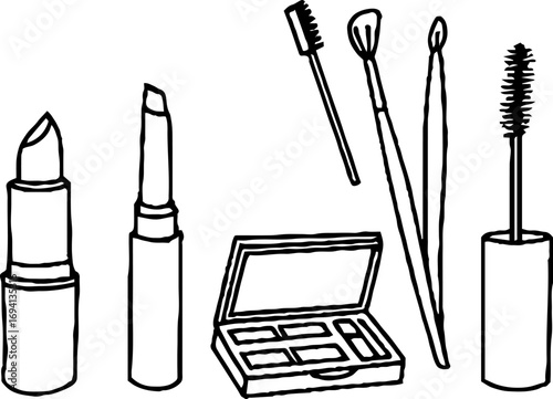 Minimalist line art set of makeup essentials for beauty and fashion design