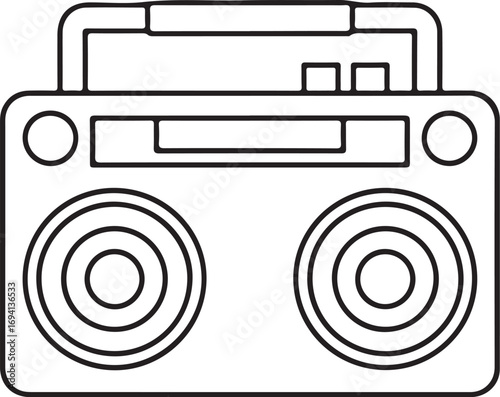 Simple outline drawing of a vintage boombox stereo system