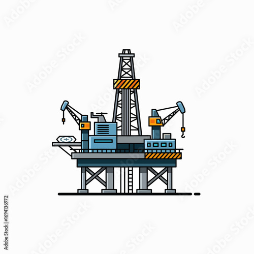 Industrial offshore oil rig drilling platform for deep sea exploration
