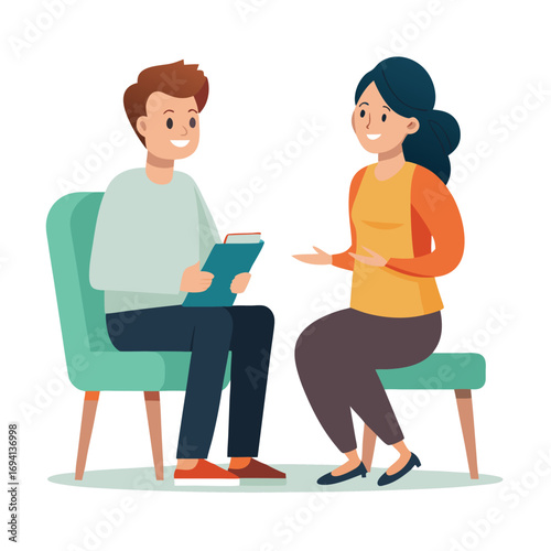 Therapist and patient engaged in a supportive conversation