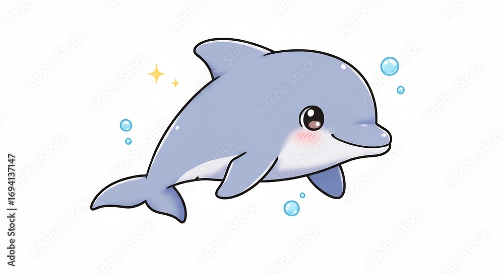 Naklejka premium Niedlicher Delphin schwimmt fr�hlich im hellen Licht. AI Generated