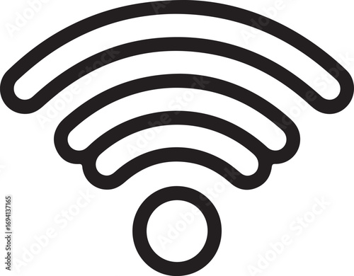 Simple black and white wifi signal icon representing wireless internet connection
