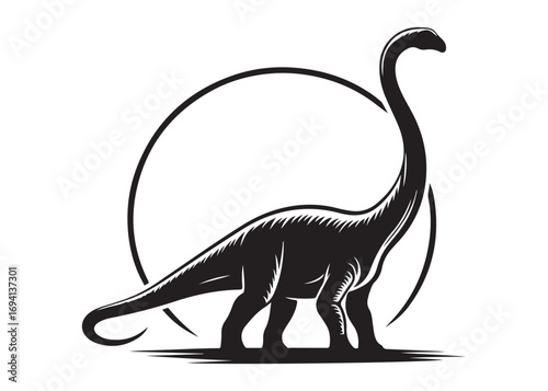brachiosaurus logo silhouette vector, brontosaurus silhouette vector logo illustration, silhouette of a brachiosaurus dinosaur, animal wildlife brontosaurus logo silhouettes vector on white background