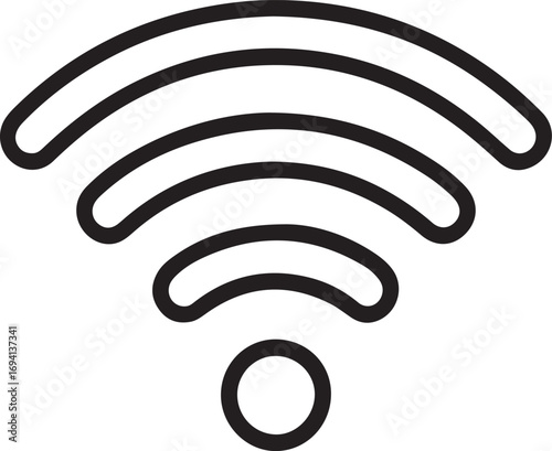 Simple black and white outline of a wifi signal icon