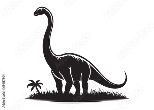 brachiosaurus logo silhouette vector, brontosaurus silhouette vector logo illustration, silhouette of a brachiosaurus dinosaur, animal wildlife brontosaurus logo silhouettes vector on white background