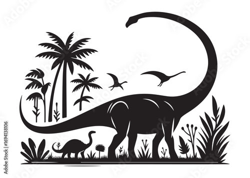 brachiosaurus logo silhouette vector, brontosaurus silhouette vector logo illustration, silhouette of a brachiosaurus dinosaur, animal wildlife brontosaurus logo silhouettes vector on white background