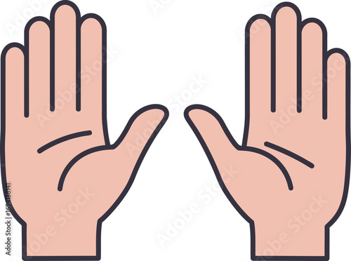 Flat Hand Gesture Icon – Open Hands, Stop, Hi, Emoji Style