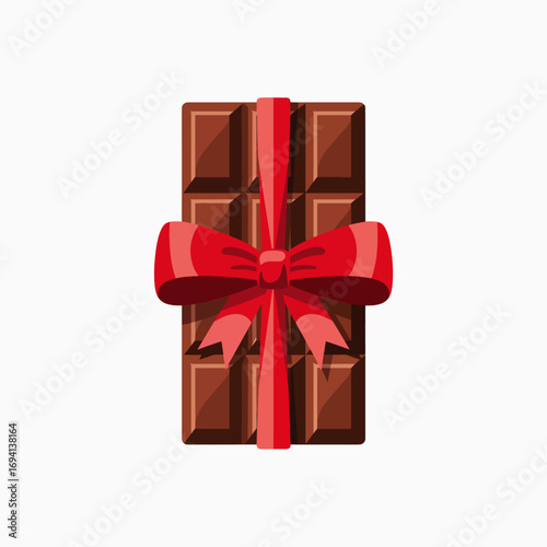 Delicious Chocolate Bar Tied With a Red Ribbon and Bow for Gifting