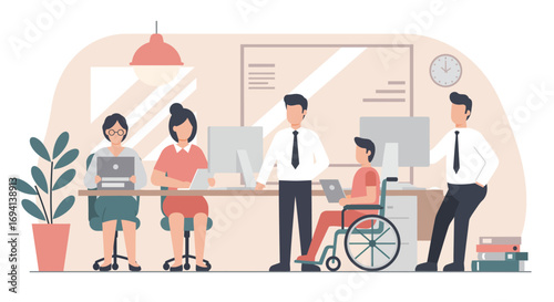 Inclusive Workplace Illustration – Diversity and Equality in Office