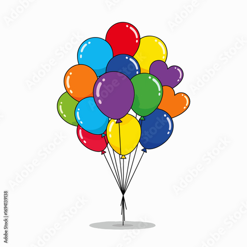 Vibrant Bunch of Colorful Balloons Floating Freely in the Sky